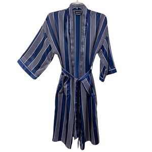 Vintage J.T. BECKETT Satin ONE SIZE Blue White STRIPED Polka Dot BELT Playboy